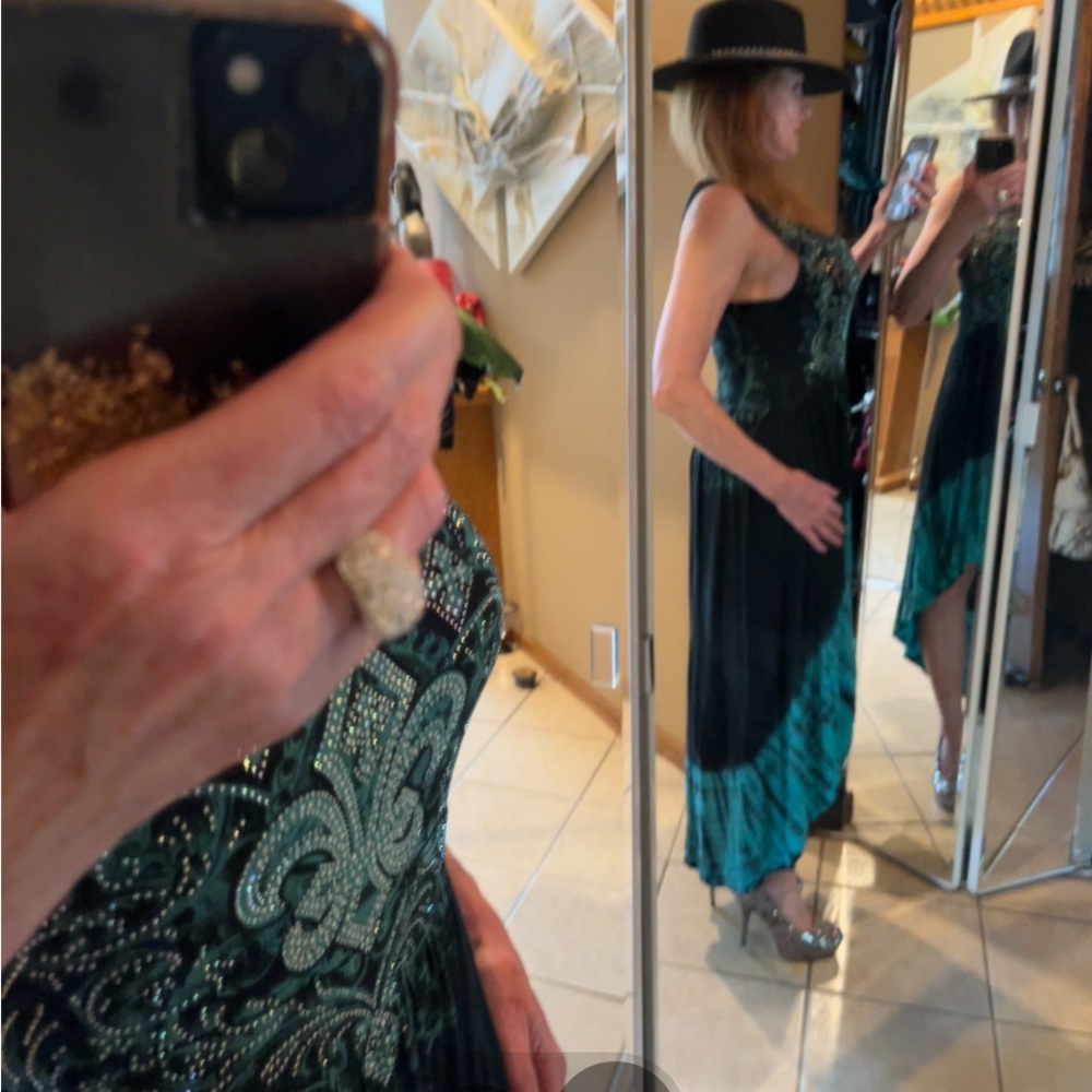 Vocal Black and Teal High-Low Dress - Picture 4 of 14